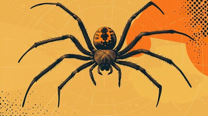 Wall Mural - Stylized vector spider with elongated legs and a rounded body, clean linework and a geometric aesthetic for a contemporary look. 