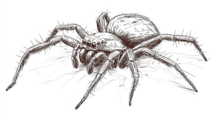 Wall Mural - Vector art of a spider, smooth and detailed lines capturing its legs and body segments, designed with clarity and simplicity for wide application.  