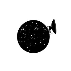 Wall Mural - satellite orbiting planet with starry night sky - space exploration concept