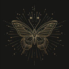 Wall Mural - surreal aesthetic butterfly logo art chandelier fireworks.