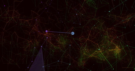 Wall Mural - Image of glowing network of connections over dark background