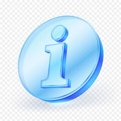 3d information sign icon symbol used for communication information. button material made of transpar