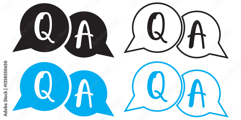 Vector de Stock Questions and Answers icon. Speech bubbles for ...