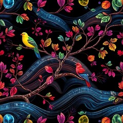 Wall Mural - seamless pattern with flowers,Ai generated 