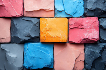 Aufkleber - A vibrant assortment of colorful textured blocks arranged creatively, perfect for backgrounds or artistic projects.