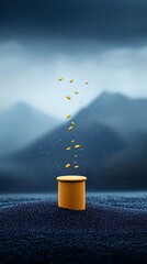 Wall Mural - Golden Coins Falling on Stage