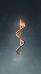 Wall Mural - Golden DNA Helix in Space.