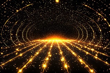 Wall Mural - Golden Light Tunnel Sparkle Background.