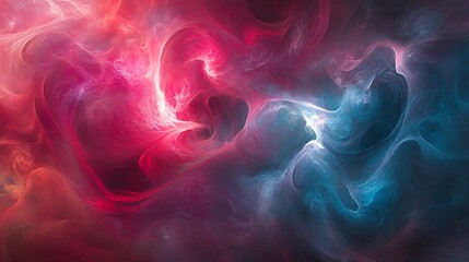 Poster - Abstract Cosmic Nebula Swirling Red and Blue Energy Cloudscape Fantasy Art