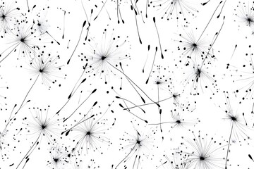 Aufkleber - Abstract Black and White Dandelion Seed Head Pattern, Botanical Illustration, Nature Photography