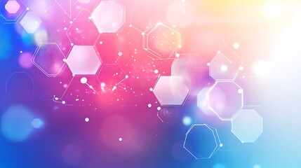 Fototapete - Abstract Technological Background with Hexagon Network and Soft Color Gradient