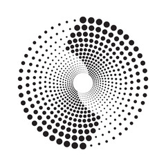Leinwandbilder - Halftone circular frame logo. Circle dots isolated on the white background. Fabric design element. Halftone circle dots texture. Vector design element for various purposes.	