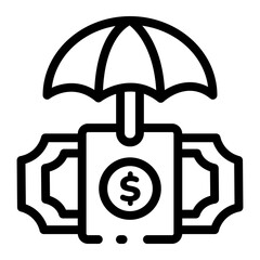 Canvas Print - A line style icon depicting insurance money 
