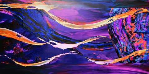 Wall Mural - Vibrant Neon Curves and Fluid Abstract Design