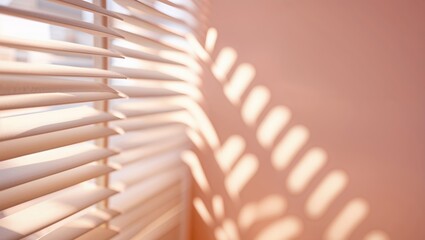 Wall Mural - light filtering through blinds creates beautiful shadows in a cozy indoor space during the morning h