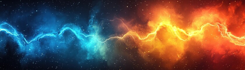 Poster - Cosmic Nebula with Blue and Orange Energy Streams