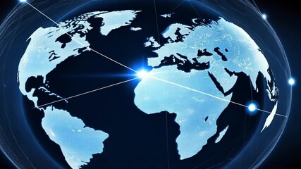 Wall Mural - detailed high-tech global network representation with illuminated continents and interconnected line