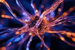 © Kativo - Neuron cell Signal transmission in blue and orange with black background. Illustration