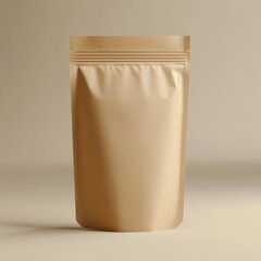 Poster - Craft Paper Pouch Mockup: Simple and Clean Product Packaging Presentation in Neutral Beige Tones for Brand Marketing