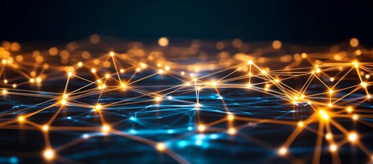 A computer generated image of a network of lines and dots