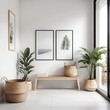 © Neungruedee - Minimalist Entryway with Plants and Woven Baskets