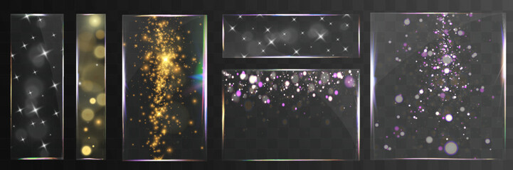 Aufkleber - Glowing light effects with sparkling glitter, bokeh, golden and silver shine, magic dust, luxury decoration elements, festive luminous overlays, abstract shimmering backgrounds.	