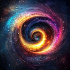 abstract depiction of a starry galaxy with a spiral design.