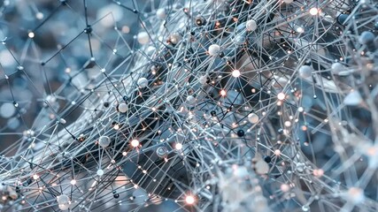 Canvas Print - abstract network of glowing spheres and connecting lines in a dark blue background