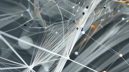 Canvas Print - abstract network of interconnected lines and glowing dots against gray background