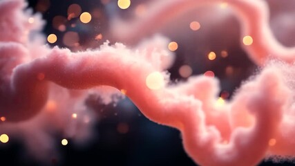 Wall Mural - Abstract Pink Organic Shape with Bokeh Lights and Dark Background Creating Dreamlike Atmosphere