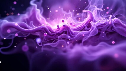 Wall Mural - Abstract Purple Smoke With Glowing Particles On Black Background Artistic Design
