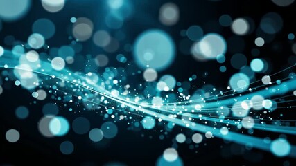 Wall Mural - abstract teal light streaks and bokeh on dark background for technology data visualization
