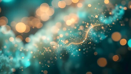 Wall Mural - abstract turquoise and gold bokeh effect on dark background creating magical dreamy atmosphere