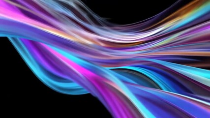 Wall Mural - abstract wavy lines of bright colors flowing across dark space