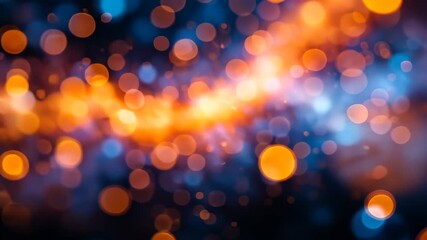 Wall Mural - blurred orange and blue bokeh lights creating artistic energy in dark background