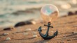 © vlntn - Unique beach scene with an anchor and balloon
