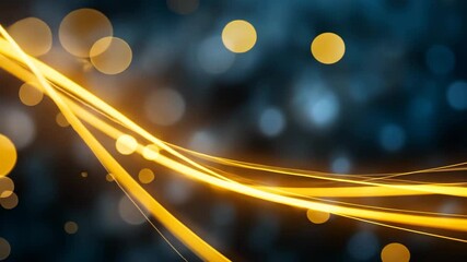 Wall Mural - golden bokeh lights and streaks of energy on a dark blue abstract background