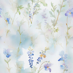 Naklejka na meble seamless blue flowers on a green background