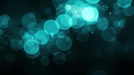 Wall Mural - teal bokeh lights on dark background creating depth and a dreamy atmosphere