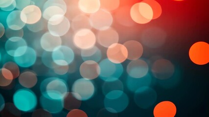 Wall Mural - vibrant bokeh abstract background with teal orange and red light circles