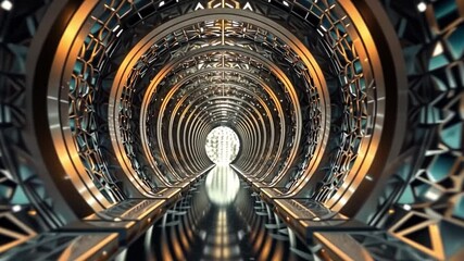 Wall Mural - this footage captures an enchanting tunnel adorned with elaborate patterns. ideal for artistic proje