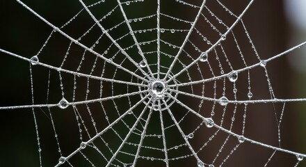 Dewdrops on Spiderweb Nature Macro Photography Closeup Abstract Design Water Droplets