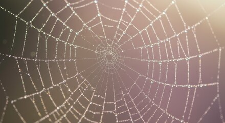 Dew Covered Spiderweb Intricate Nature Macro Photography Autumnal Background