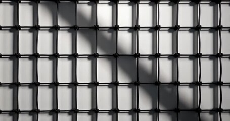 Silhouette of a black fishing net set against a white background.