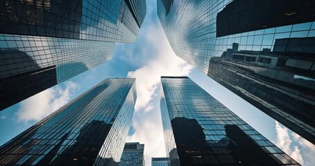Wall Mural - financial district skyscrapers for business.