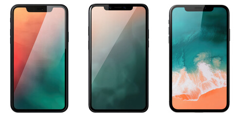 smartphone mockup with abstract backgrounds isolated on white