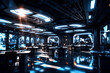 © YiuCheung - A high-tech command center with glowing blue lights illuminates desks and monitors in a modern, futuristic, and technological interior setting.