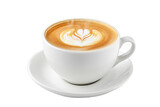 Closeup of a cup of cappuccino with foam and cream isolated on transparent background, PNG
