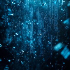 Digital rain, city data stream, futuristic technology, abstract background, website banner
