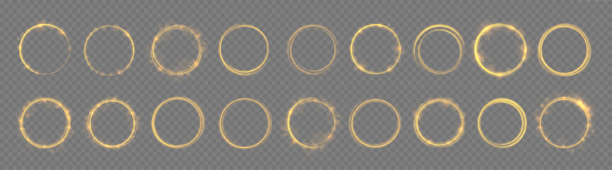 Wall Mural - gold shine award round bokeh circle transparent light glowing yellow ring glistering luxury effect a